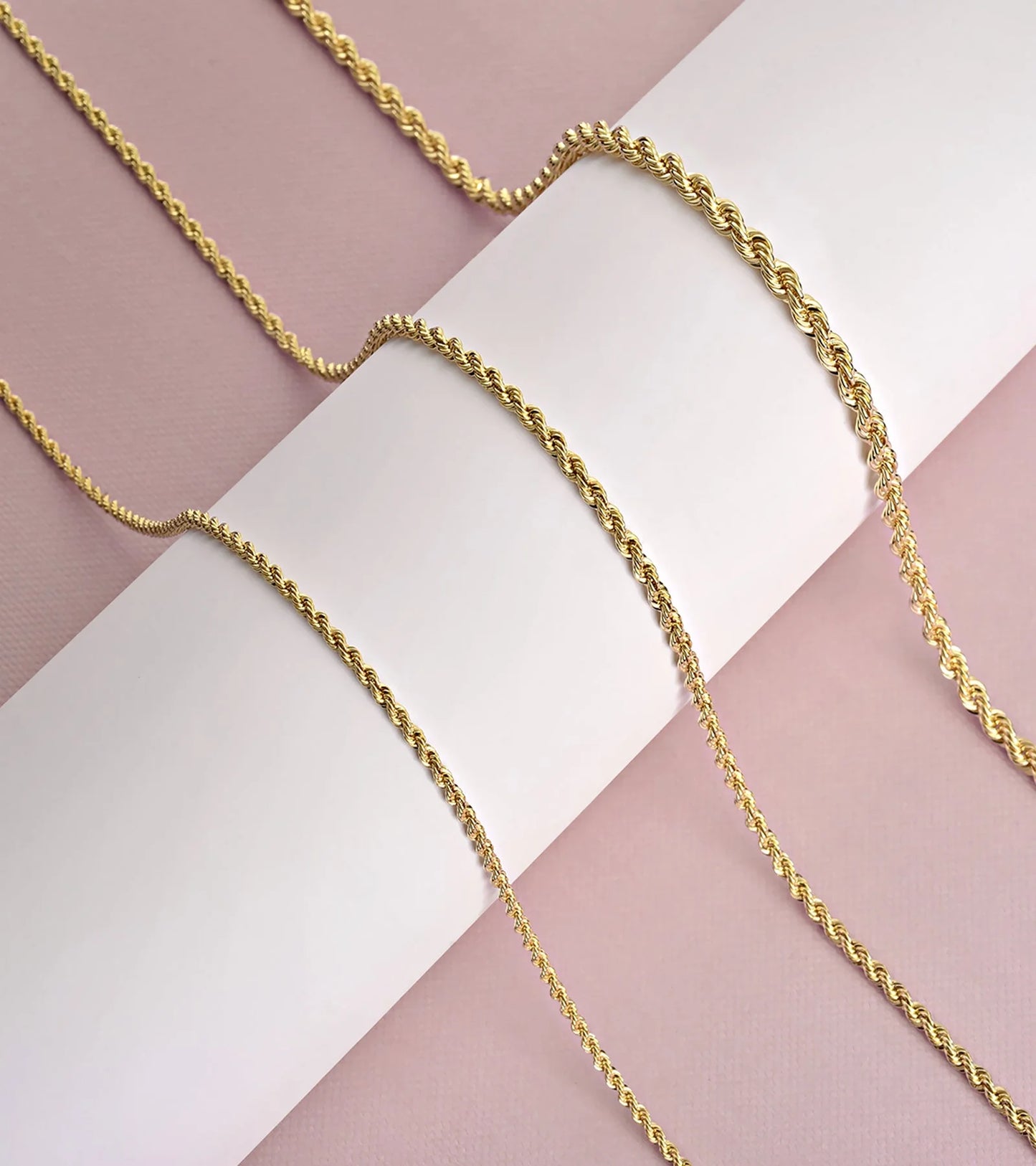 Gold Chain Necklace Collection - 14K Solid Yellow Gold Filled Rope Chain Necklaces for Women and Men with Different Sizes (2.1Mm, 2.7Mm, or 3.8Mm)