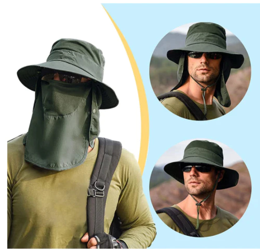 Men's Wide Brim UV Protection Bucket Hat for Hiking, Camping, Fishing, and Safari