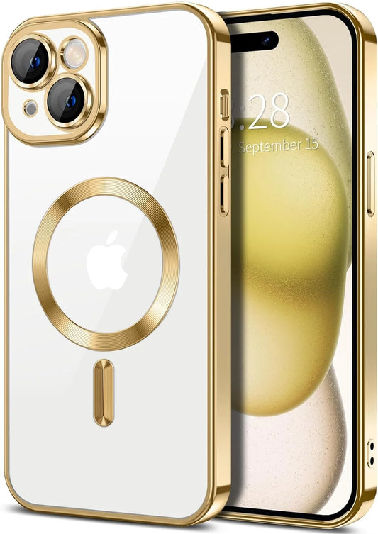 Shockproof Slim Cell Phone Case for Apple Iphone 15 Plus, Gold