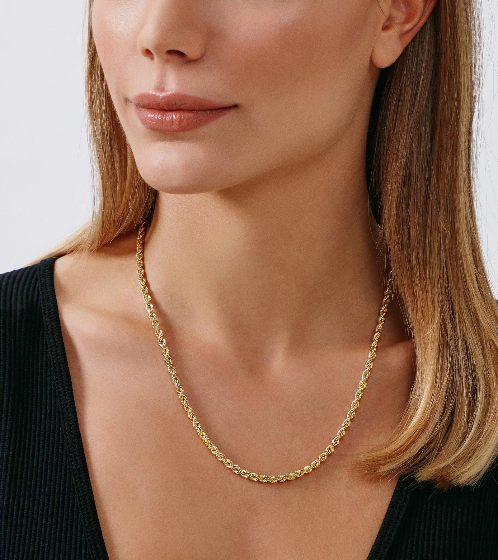 Gold Chain Necklace Collection - 14K Solid Yellow Gold Filled Rope Chain Necklaces for Women and Men with Different Sizes (2.1Mm, 2.7Mm, or 3.8Mm)