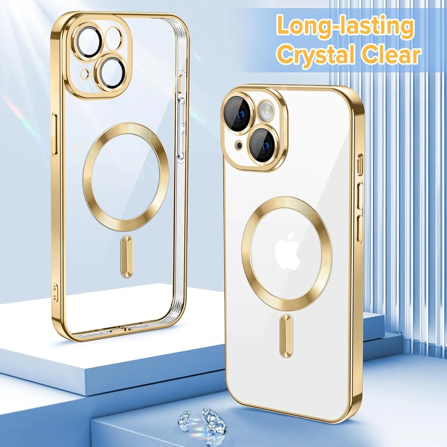 Shockproof Slim Cell Phone Case for Apple Iphone 15 Plus, Gold